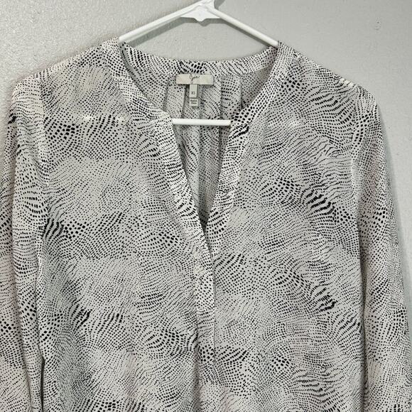 Joie Blouse Women XS Black White Dot V-Neck Silk Long Sleeve Lightweight - Picture 3 of 9